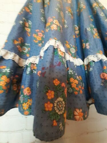 Vintage Blue Floral Western Square Dance Prairie Circle Skirt - Fresh Stock Dated February 2026