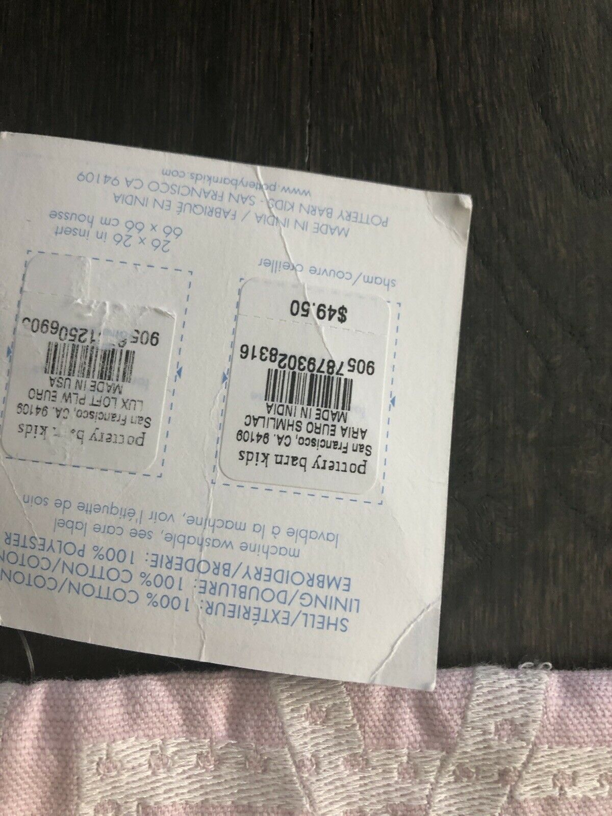 2 (1pr) Pottery Barn Kids Euro Shams Pink Embroidered NWT - Fresh Stock Dated January 2026