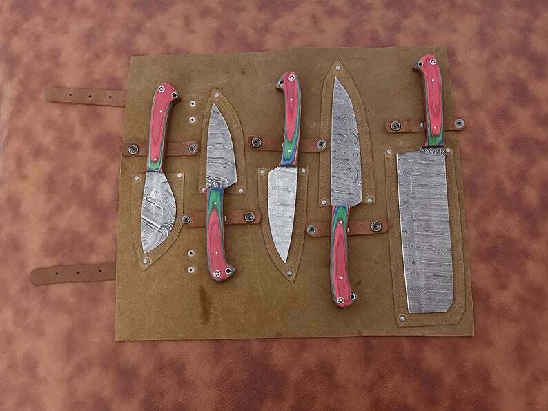 Handmade Damascus kitchen knives set , chef knife set  , Best Gift For Mother - Fresh Stock Dated December 2025