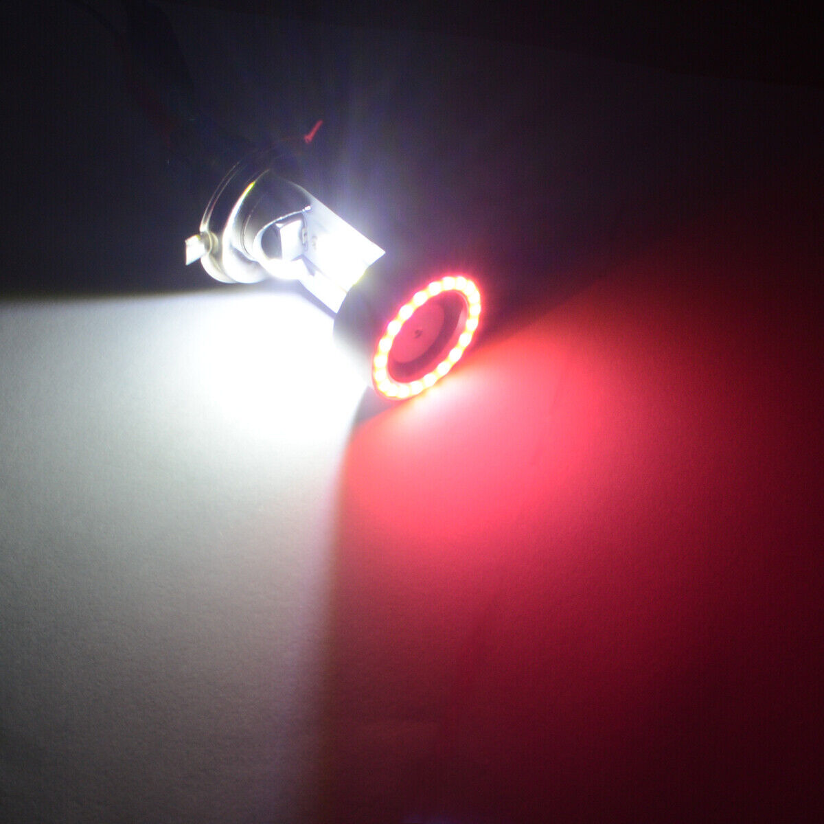 H4 HB2 9003 Motorcycle LED Headlight Kit Hi/Lo Bulb 2000LM With Red Halo Rings O - Fresh Stock Dated February 2026