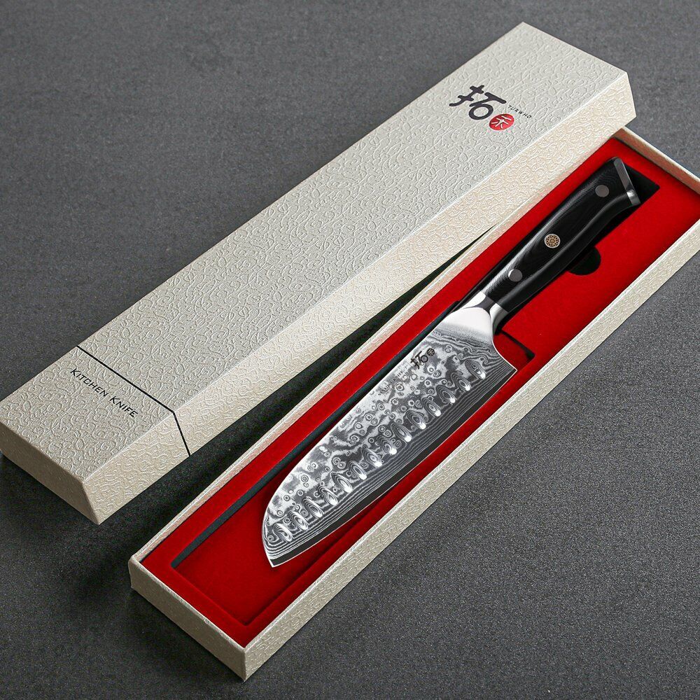 TURWHO 7inch Santoku Knife 67-Layer Japanese VG10 Damascus Steel Kitchen Knife - Fresh Stock Dated December 2025