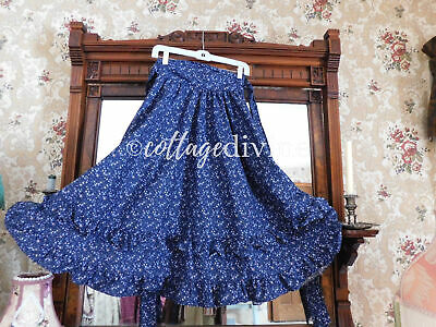 Victorian Style Blue Calico Sash Tie Gunne Sax Gunnies Vtg 1970s Prairie Skirt - Fresh Stock Dated February 2026