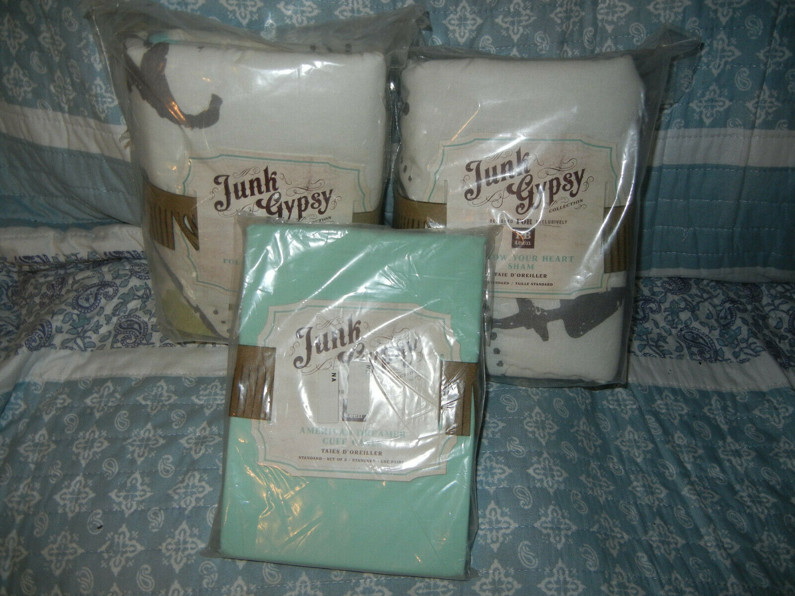 NWT Pottery Barn PB Teen Junk Gypsy Follow Your Heart 2 shams & 2 pillowcases - Fresh Stock Dated December 2025