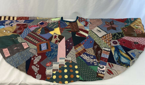 Vintage Patchwork Crazy Quilt Circle Skirt SMALL Silk Scarf Embroidered OOAK - Fresh Stock Dated February 2026