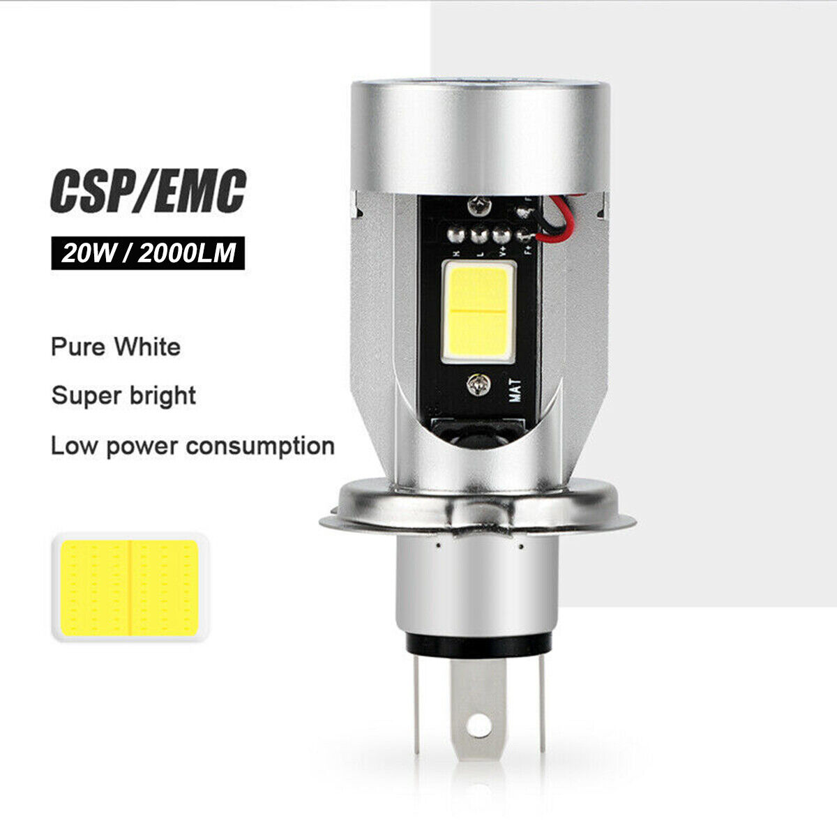 H4 HB2 9003 Motorcycle LED Headlight Kit Hi/Lo Bulb 2000LM With Red Halo Rings O - Fresh Stock Dated February 2026