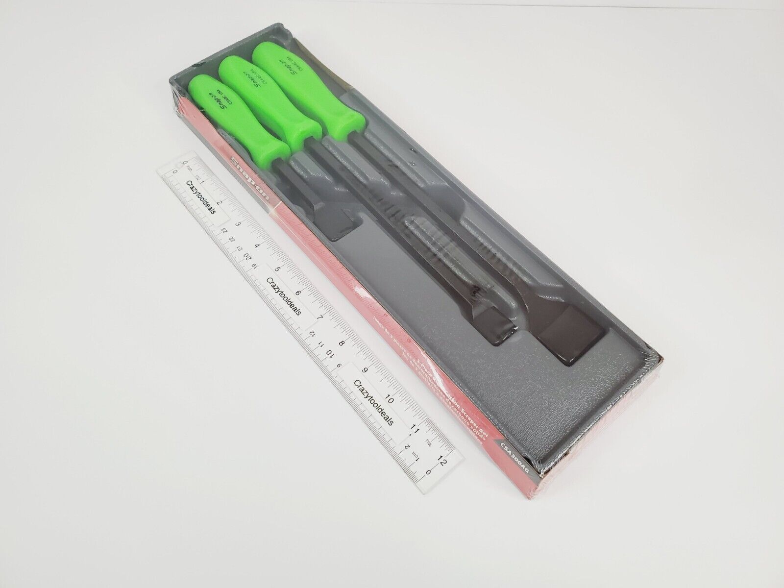 Snap On Tools NEW CSA300AG 3 Piece GREEN Handle Rigid Carbon Scraper Set USA - Fresh Stock Dated February 2026