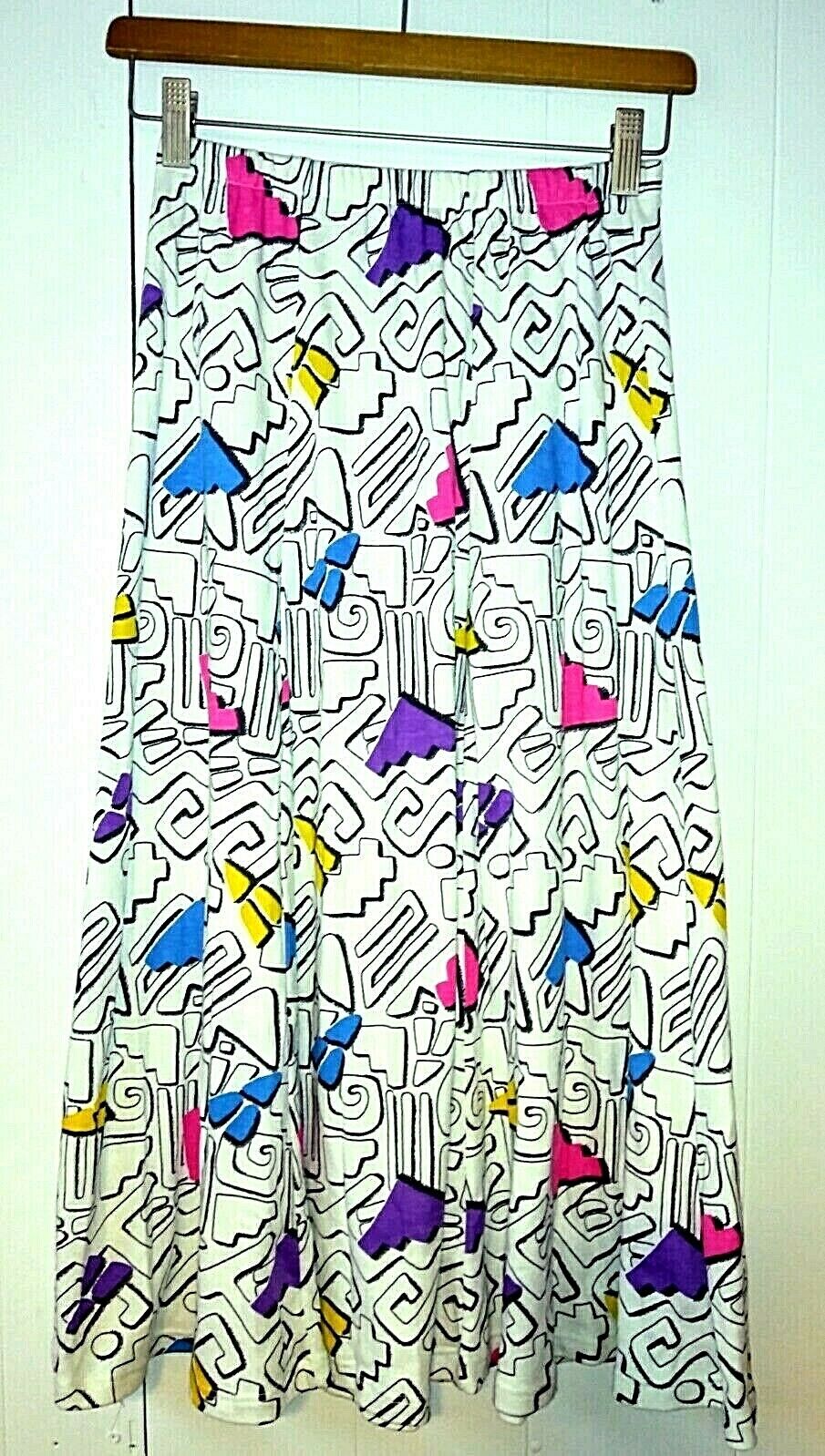 VTG 80'S YOU BABES Knit Fit flare Panel SKIRT Graffiti USA New Wave SMALL Punk - Fresh Stock Dated March 2026