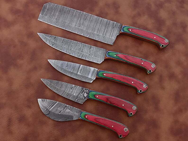 Handmade Damascus kitchen knives set , chef knife set  , Best Gift For Mother - Fresh Stock Dated December 2025