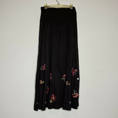 Vintage Carole Little Sport Maxi Skirt Black Floral Embroidered - Fresh Stock Dated December 2025