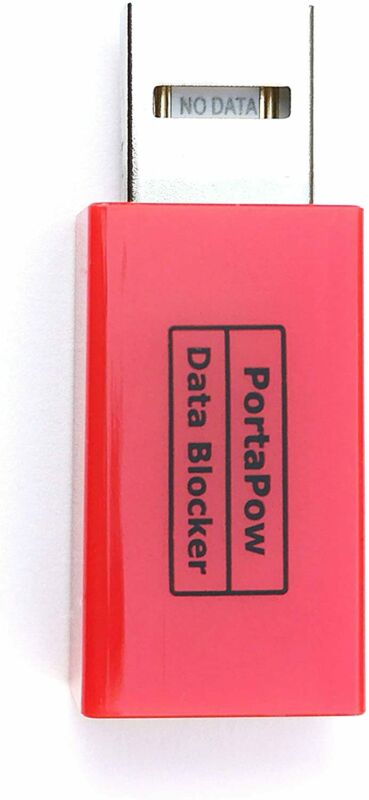 PortaPow USB Data Blocker (Red) - Protect Against Juice Jacking Red - Fresh Stock Dated February 2026