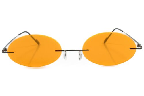 Cartoon Anime Manga Rimless Costume Party Cosplay Orange Oval Lens Sunglasses - Fresh Stock Dated February 2026