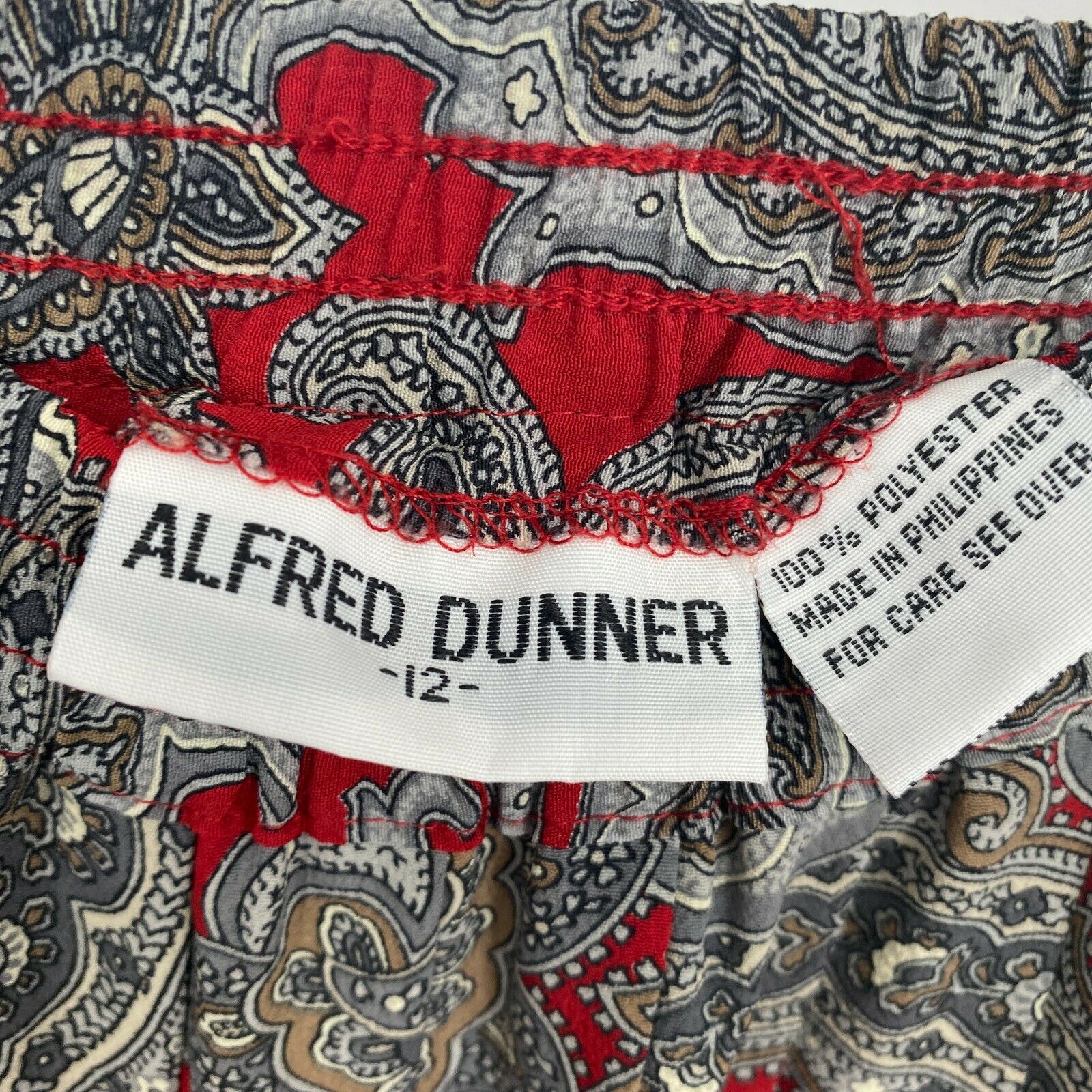 Vintage Alfred Dunner Paisley Skirt Size 12 Pleated Midi Length Elastic Waist - Fresh Stock Dated February 2026