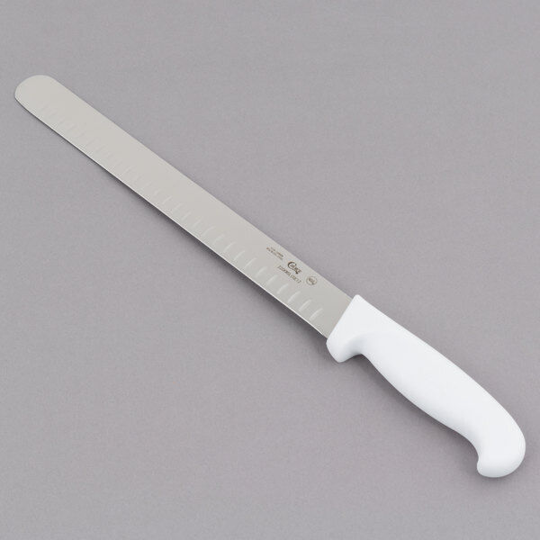Choice Granton Edge Slicing Knife with White Handle (select size below) - Fresh Stock Dated February 2026
