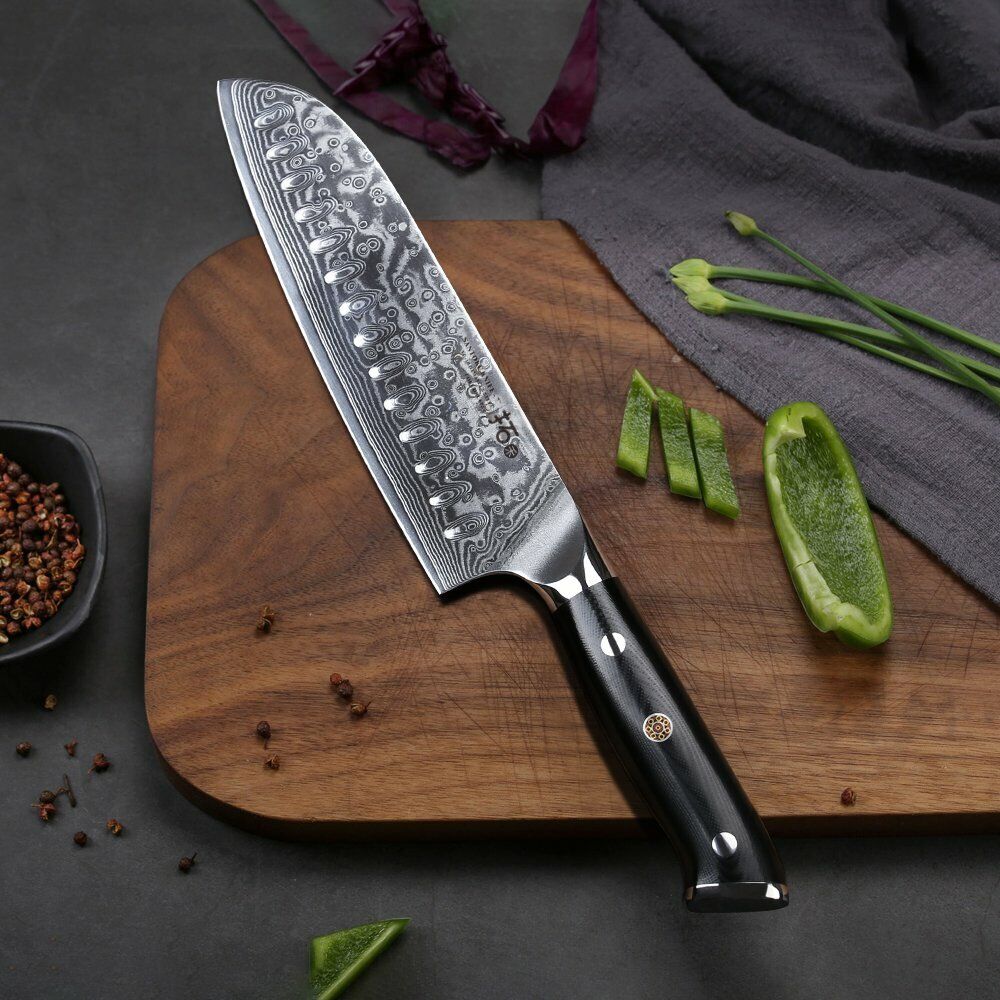TURWHO 7inch Santoku Knife 67-Layer Japanese VG10 Damascus Steel Kitchen Knife - Fresh Stock Dated December 2025