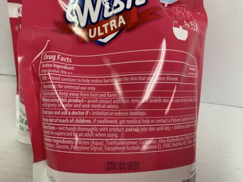 2 Wish Ultra Hand Sanitizer refill 33.8oz Each, Watermelon 70% Ethyl Alcohol - Fresh Stock Dated February 2026