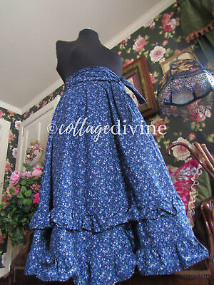 Victorian Style Blue Calico Sash Tie Gunne Sax Gunnies Vtg 1970s Prairie Skirt - Fresh Stock Dated February 2026