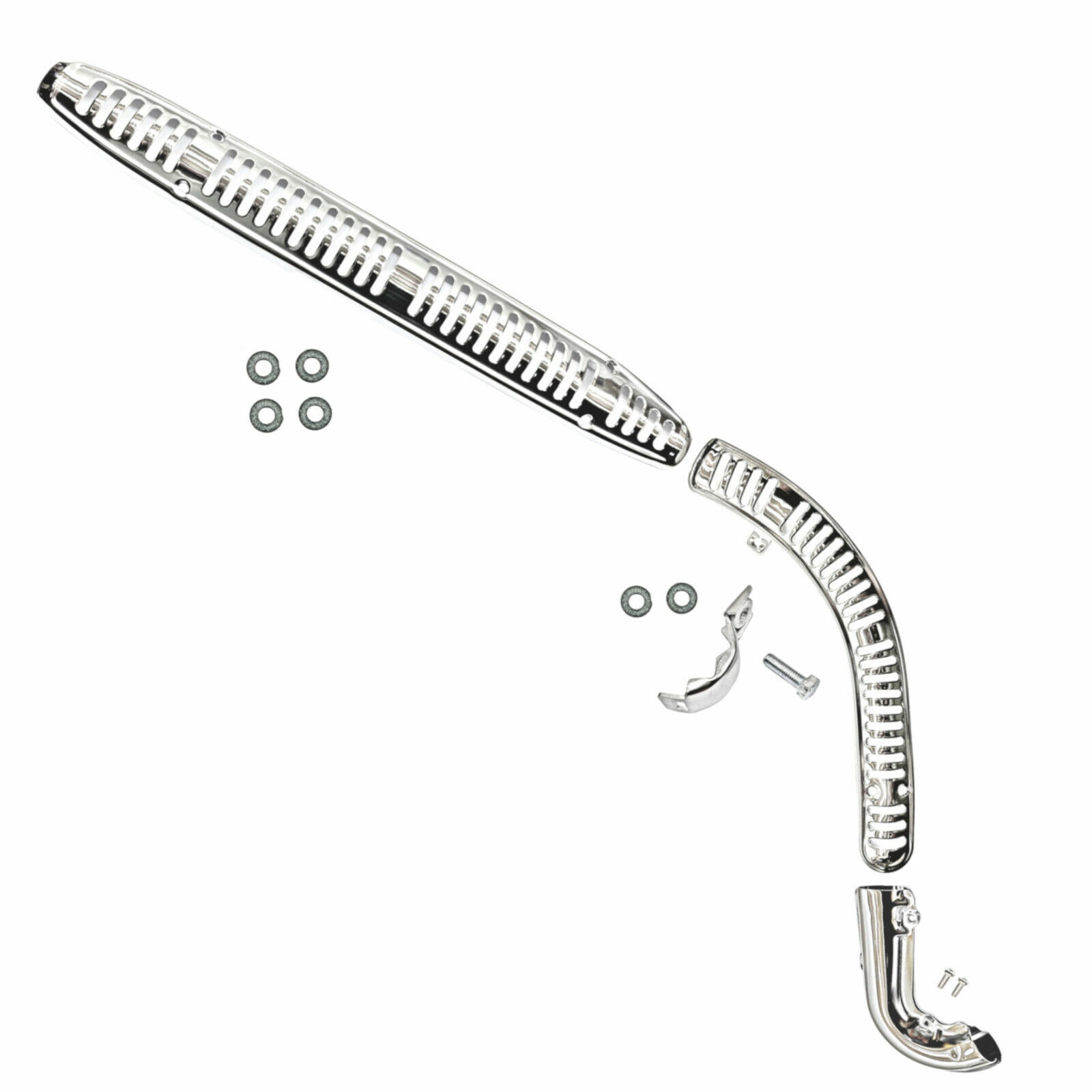Honda CT90 Complete Exhaust Heat Shield Set Front Rear Header 70-79 Muffler Pipe - Fresh Stock Dated February 2026