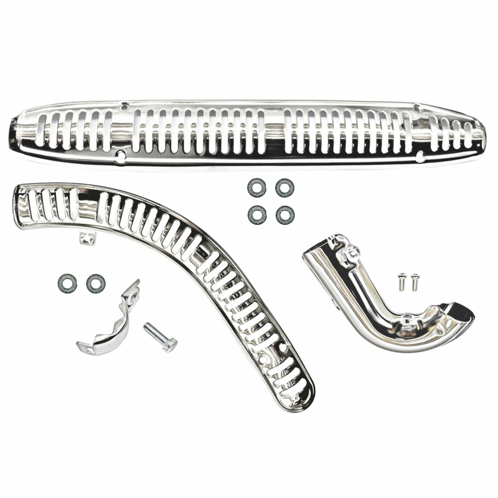 Honda CT90 Complete Exhaust Heat Shield Set Front Rear Header 70-79 Muffler Pipe - Fresh Stock Dated February 2026