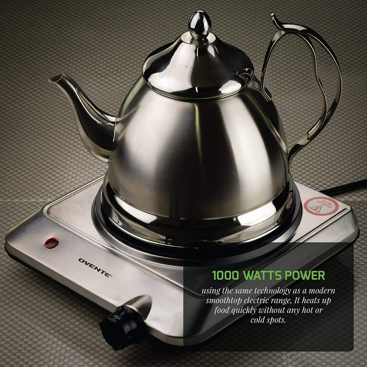 Ovente Electric Glass Infrared Countertop Single Cooking Burner 7.5 Inch BGI201S - Fresh Stock Dated December 2025