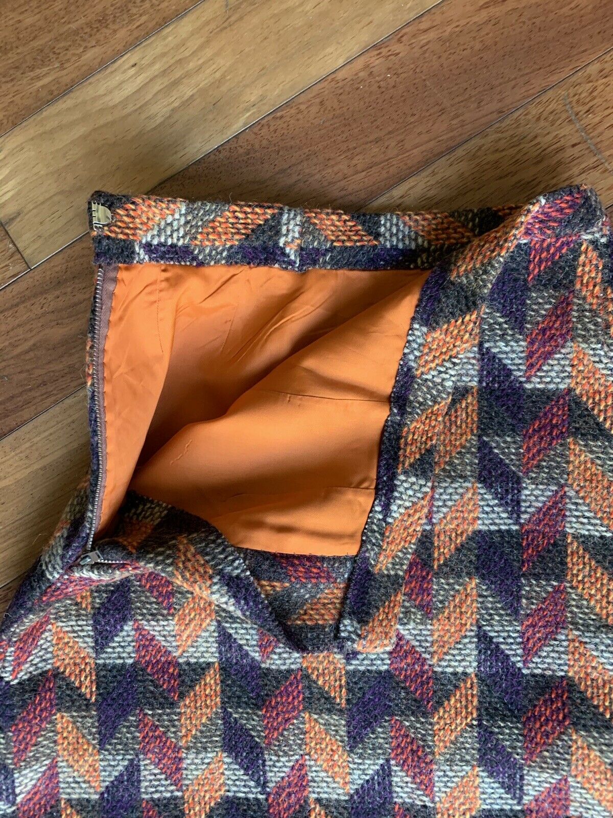 Vintage Tweed Wool Skirt XS Jewel Tone Dark Academia Lined Side Zip Secretary - Fresh Stock Dated March 2026