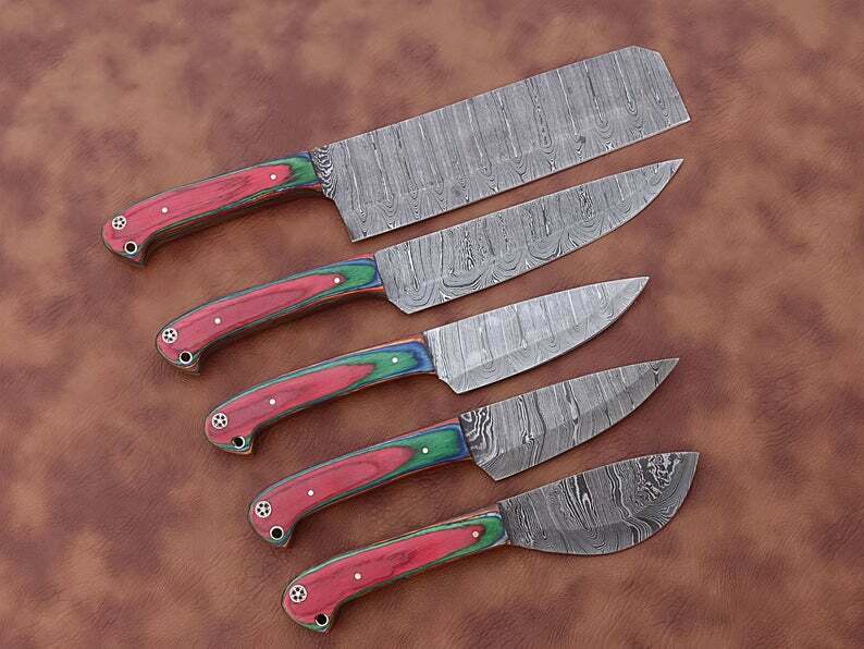 Handmade Damascus kitchen knives set , chef knife set  , Best Gift For Mother - Fresh Stock Dated December 2025