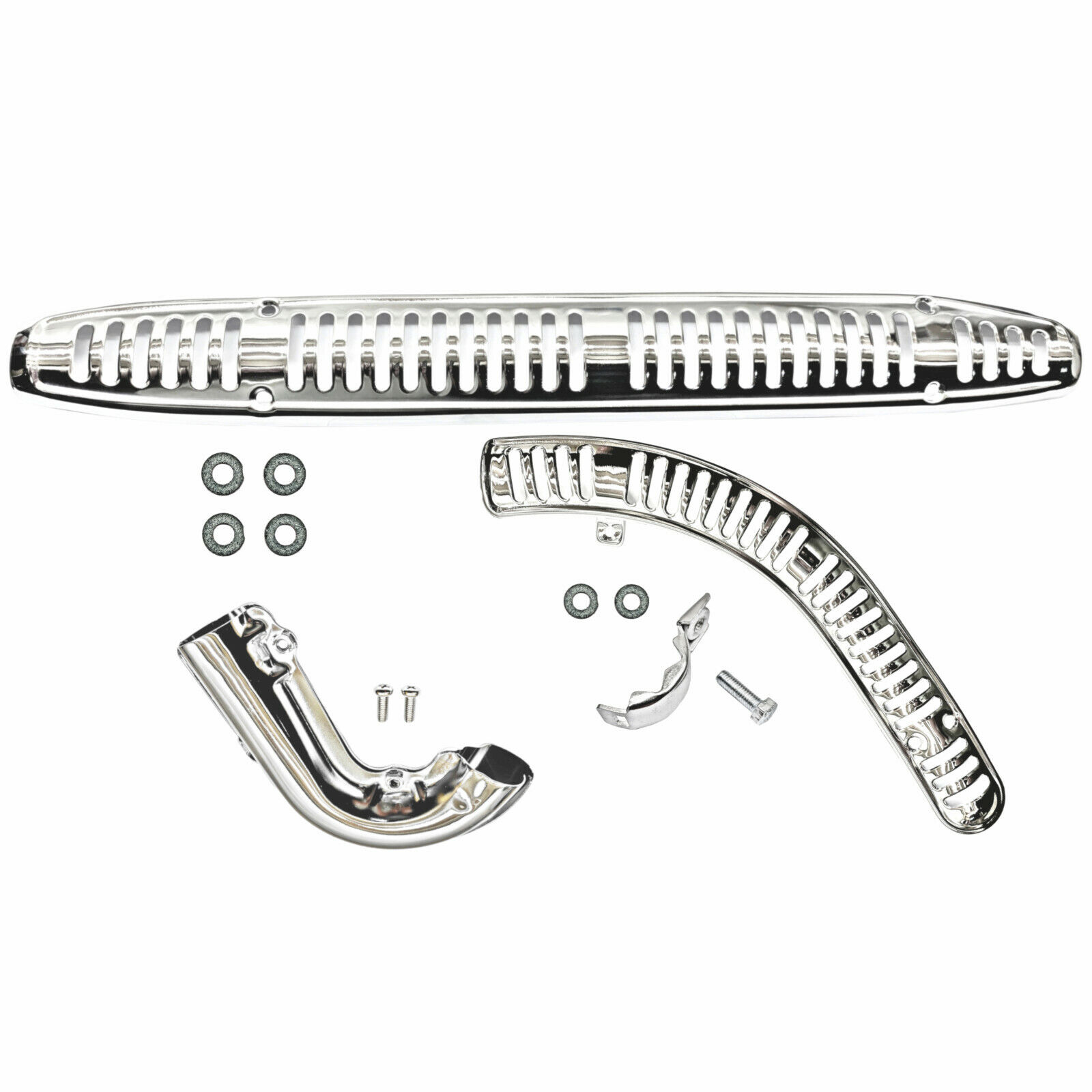Honda CT90 Complete Exhaust Heat Shield Set Front Rear Header 70-79 Muffler Pipe - Fresh Stock Dated February 2026