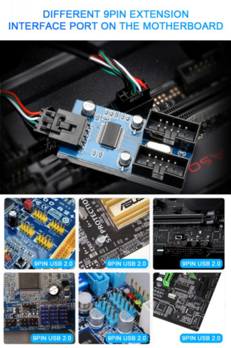 Rocketek Motherboard USB 2.0 9pin Header 1 to 2 Extension Male 1 2 Female - Fresh Stock Dated February 2026