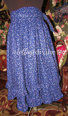 Victorian Style Blue Calico Sash Tie Gunne Sax Gunnies Vtg 1970s Prairie Skirt - Fresh Stock Dated February 2026