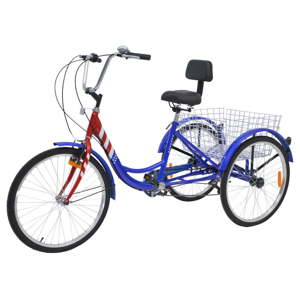 Adults Tricycle 7Speed Cruiser Trike 24Inch 3Wheels Bike Shopping Picnic Outdoor - Fresh Stock Dated February 2026