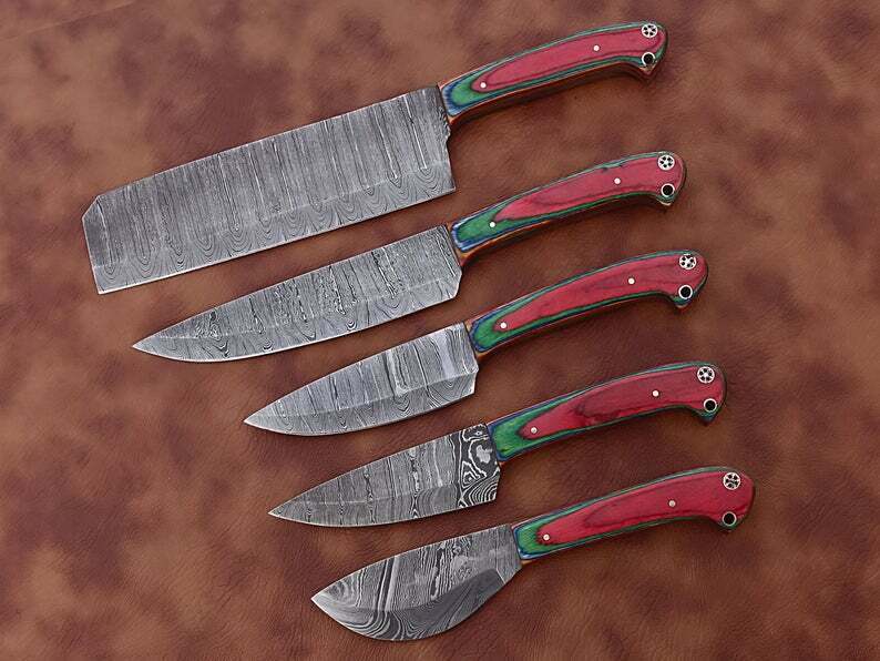 Handmade Damascus kitchen knives set , chef knife set  , Best Gift For Mother - Fresh Stock Dated December 2025