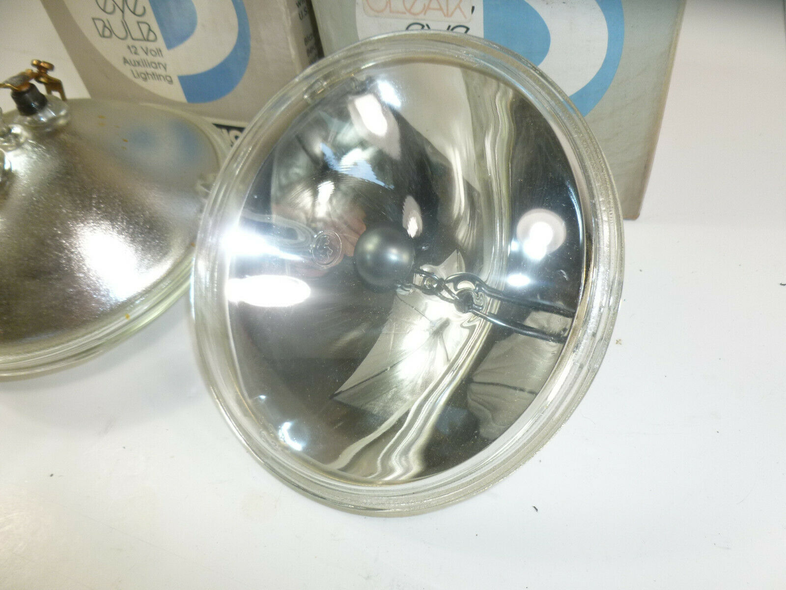 Two WAGNER 4049S 13volt 150 watt Smooth Face 5' Spot Light Bulb Glass Clear Eye - Fresh Stock Dated February 2026