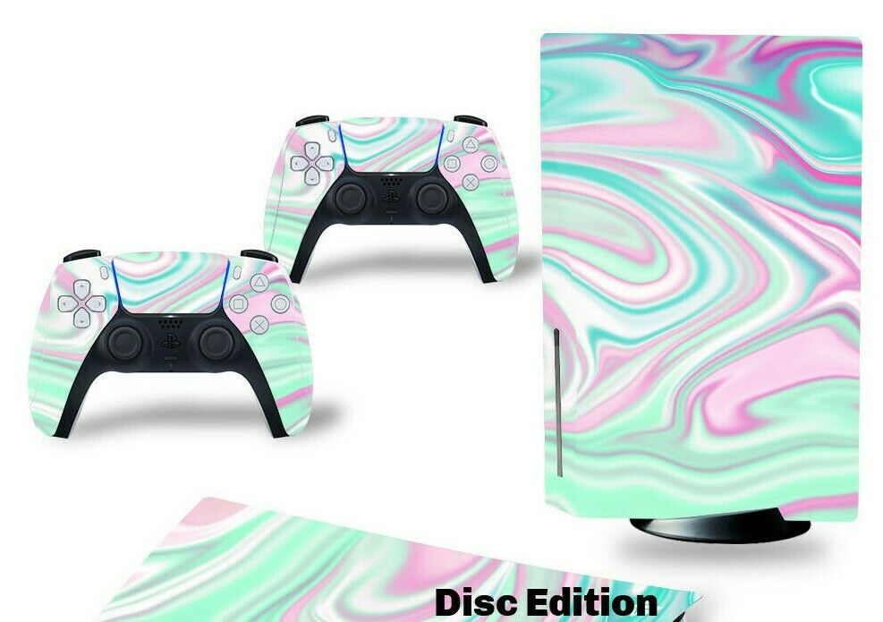For PS5 Disc Edition Console & 2 Controller Ombre Pearl Vinyl Wrap Skin Decal - Fresh Stock Dated December 2025
