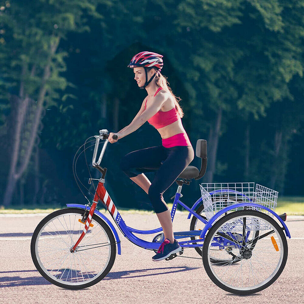 Adults Tricycle 7Speed Cruiser Trike 24Inch 3Wheels Bike Shopping Picnic Outdoor - Fresh Stock Dated February 2026