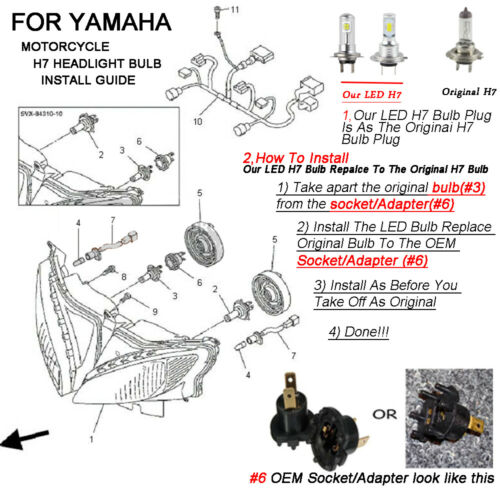 100W H7 LED Headlight Bulbs For Yamaha YZF R1 2007-2014 YZF R6 2003-2014 Bright - Fresh Stock Dated February 2026