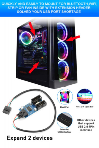 Rocketek Motherboard USB 2.0 9pin Header 1 to 2 Extension Male 1 2 Female - Fresh Stock Dated February 2026