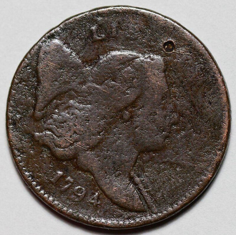 1794 Liberty Cap Half Cent - Damage - US 1/2c Copper Penny Coin - L8 - Fresh Stock Dated February 2026
