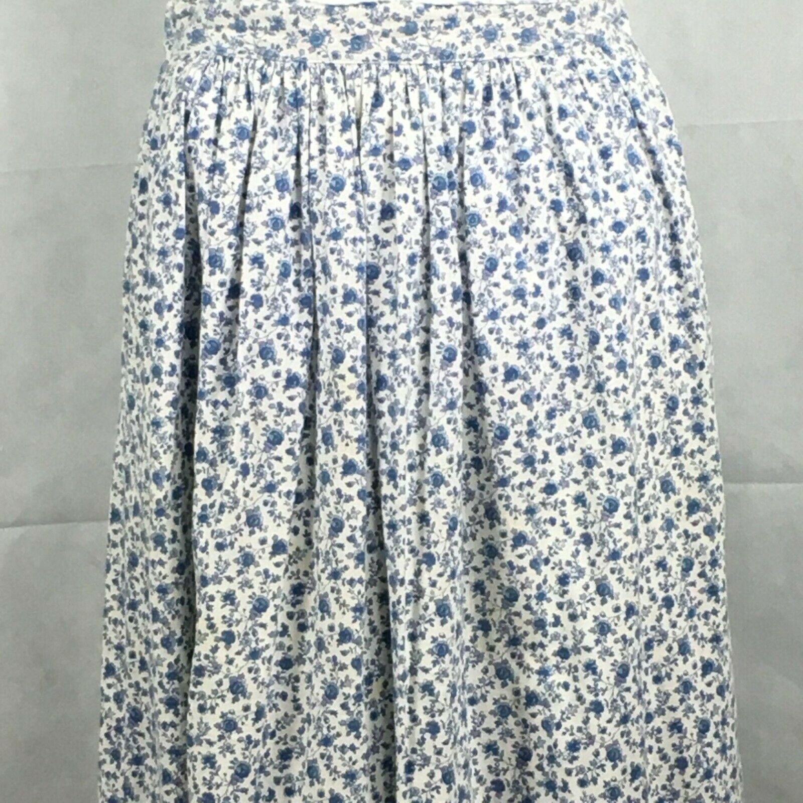 Sweater Loft Vintage 80s Cottagecore Blue Floral Print Cotton Midi Skirt Sz M - Fresh Stock Dated February 2026