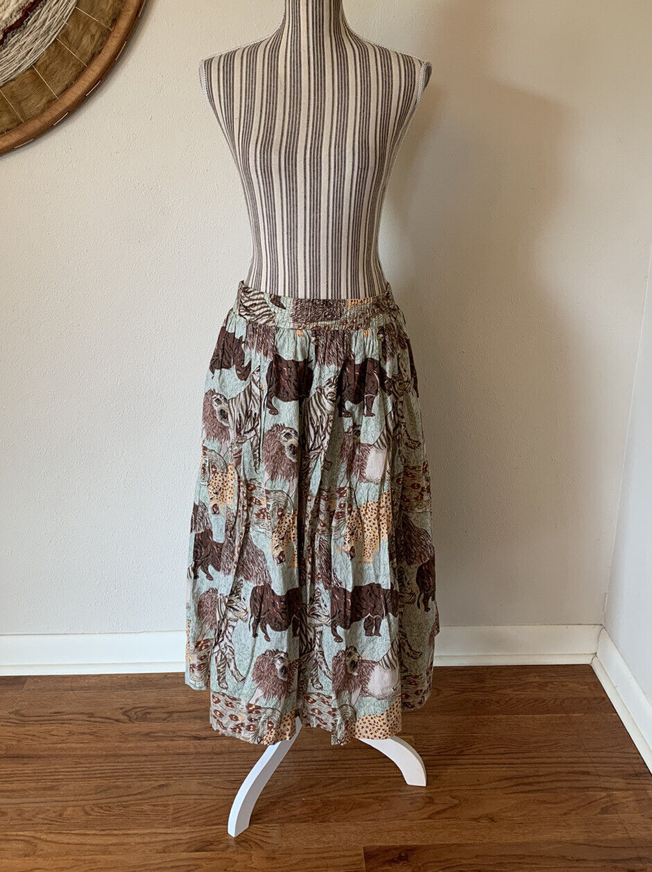 Vintage Counter Parts Skirt Women's Sz L Wild Animal Print Cotton Safari - Fresh Stock Dated March 2026