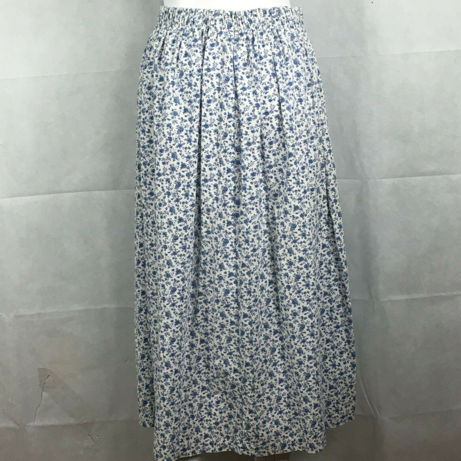 Sweater Loft Vintage 80s Cottagecore Blue Floral Print Cotton Midi Skirt Sz M - Fresh Stock Dated February 2026