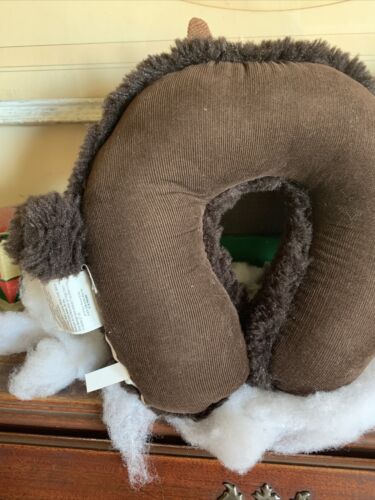POTTERY BARN KIDS BROWN MOOSE WARM FLEECE TRAVEL PILLOW AIRPLANE CAR RIDES - Fresh Stock Dated December 2025