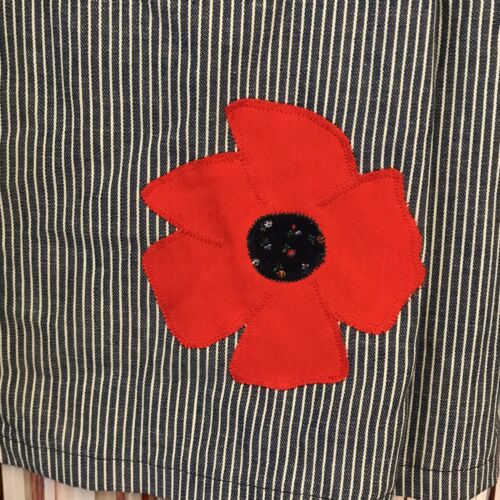 Vintage 1980s Fashioned by Lisa Trainor stripe Poppies novelty a-line wrap skirt - Fresh Stock Dated March 2026