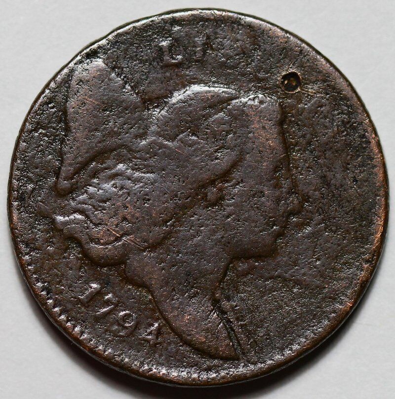 1794 Liberty Cap Half Cent - Damage - US 1/2c Copper Penny Coin - L8 - Fresh Stock Dated February 2026