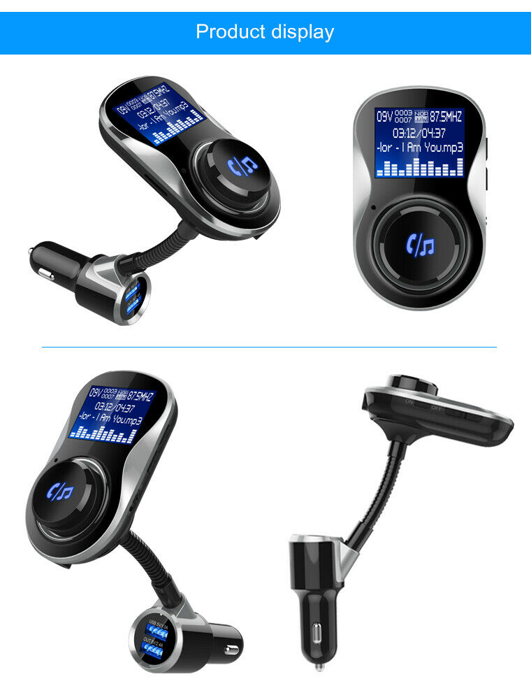 Bluetooth Car FM Transmitter MP3 Player Hands free Radio Adapter Kit USB Charger - Fresh Stock Dated February 2026