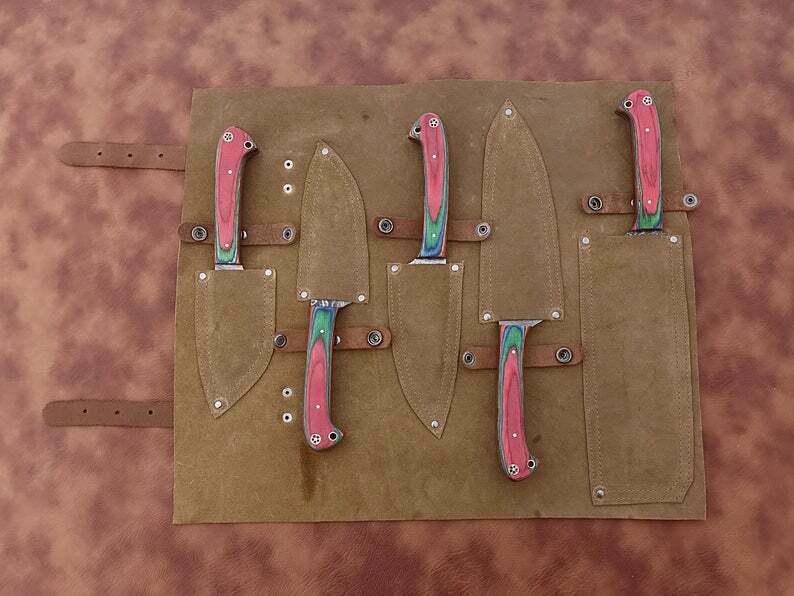 Handmade Damascus kitchen knives set , chef knife set  , Best Gift For Mother - Fresh Stock Dated December 2025