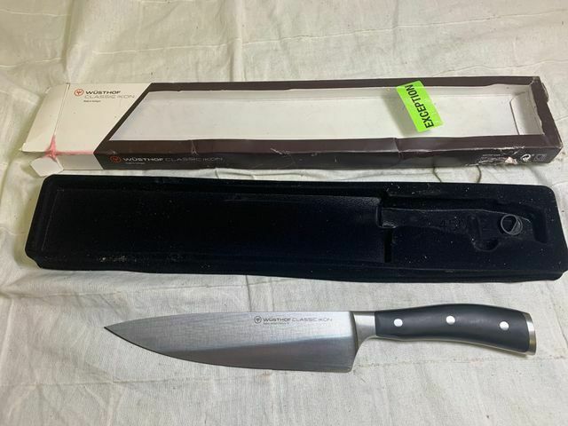Wusthof Classic Ikon Silver Black Straight Blade Edge Chefs Knife - Fresh Stock Dated December 2025