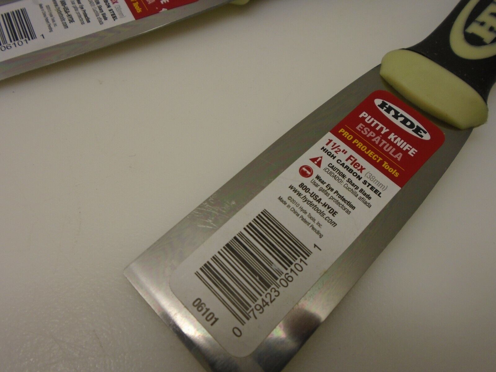 Hyde USA Pro Project Lot (3) 1.5 inch Putty Knives Flex High Carbon Steel Blades - Fresh Stock Dated February 2026