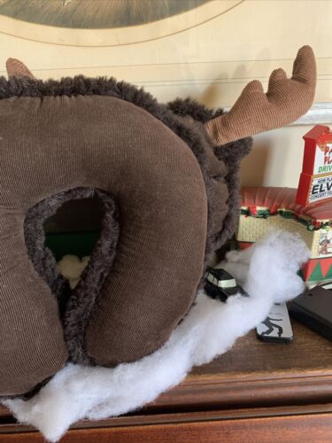 POTTERY BARN KIDS BROWN MOOSE WARM FLEECE TRAVEL PILLOW AIRPLANE CAR RIDES - Fresh Stock Dated December 2025