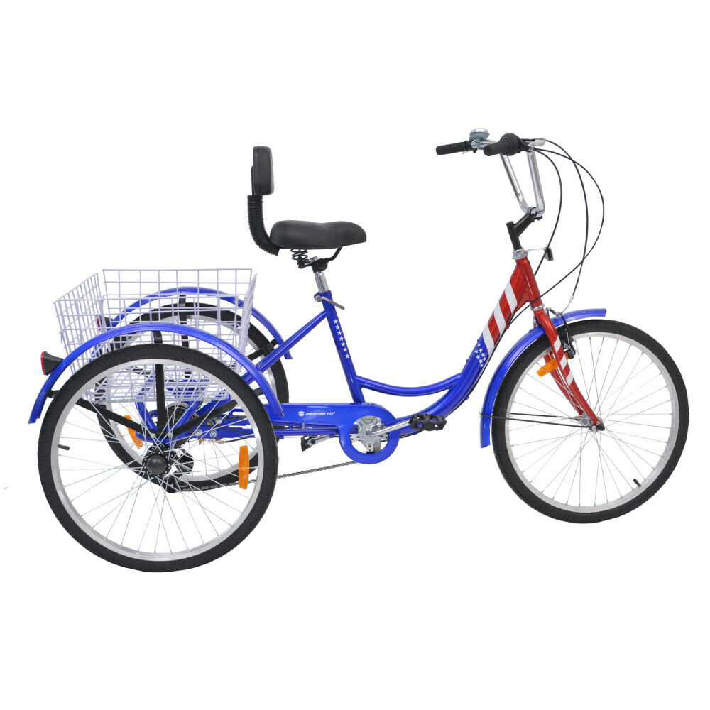 Adults Tricycle 7Speed Cruiser Trike 24Inch 3Wheels Bike Shopping Picnic Outdoor - Fresh Stock Dated February 2026