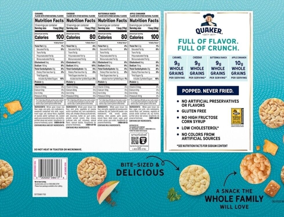 Quaker Rice Crisp Variety Pack 36 Count Snack NEW, Free Shipping! - Fresh Stock Dated February 2026
