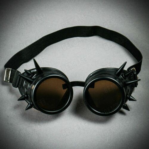 Halloween Steampunk Rivet Vintage Burning Man Costume Party Goggles with Spikes - Fresh Stock Dated February 2026